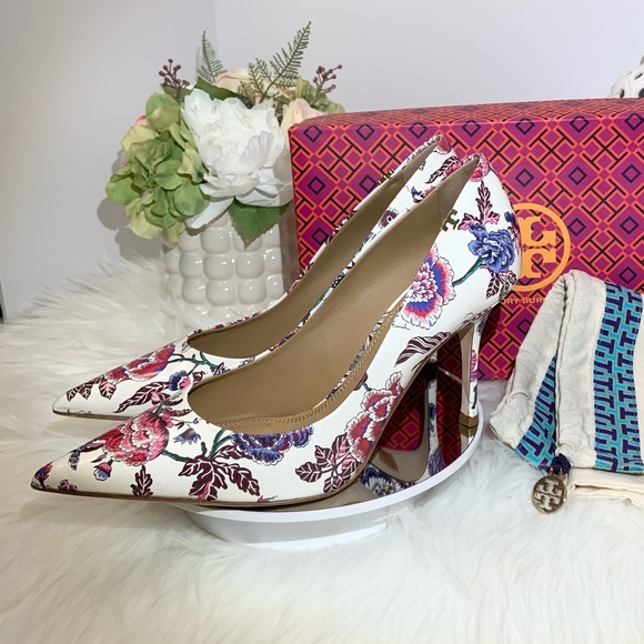 Tory Burch Penelope 85mm Leather Floral Pumps Size 8 EUC - Picture 8 of 13